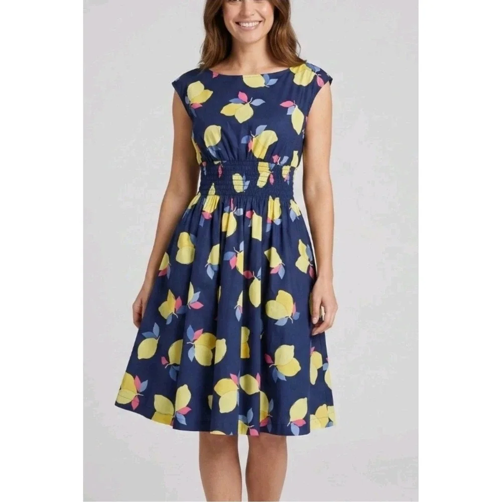Kate Spade New York Lemon Zest Blaire Dress Womens Size US 0 Navy Blue MSRP $229